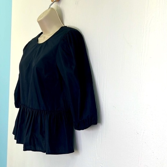 H&M - NWT Black Cotton Ruffle Open Tie Back Blouse Size XS - Picture 5 of 13